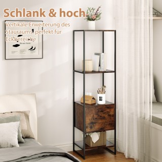 Costway Ψηλή Βιβλιοθήκη με Μεταλλικό Σκελετό και Συρτάρι για Επιπλέ...