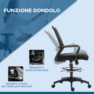 Vinsetto Ρυθμιζόμενη Καρέκλα Γραφείου με Διχτυωτό Ύφασμα, Μπράτσα &...