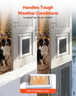 VEVOR Πόρτα Κατοικίδιων, Μεγάλη, με Τρεις Μαγνητικές Πόρτες και Μετ...