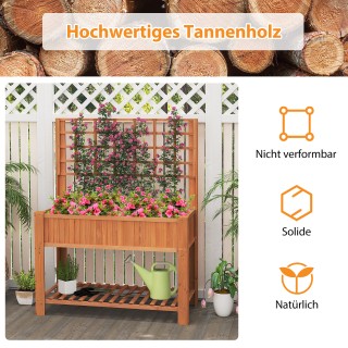 Costway Ξύλινη Υψηλή Ζαρντινιέρα με Σχάρα και Ράφι για Κήπο - Καφέ ... Costway Ξύλινη Υψηλή Ζαρντινιέρα με Σχάρα και Ράφι για Κήπο - Καφέ ...