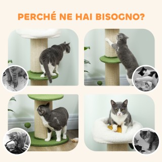 PawHut Υψηλό Ξύσιμο Δέντρου για Γάτες 92 εκ με Στύλο από Σιζάλ και ...