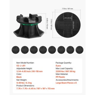 VEVOR Ρυθμιζόμενη Βάση Δαπέδου 8 Τμχ 3.54-4.65 ιν. SKCZCJZSKC606IPR...