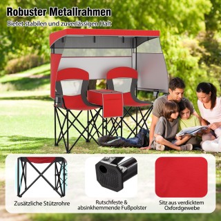 Costway  Πτυσσόμενη Καρέκλα Κάμπινγκ με Ρυθμιζόμενη Ομπρέλα και Κόκ...