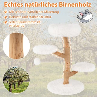 Costway Πύργος Αναρρίχησης Γάτας 90 εκ. από Συμπαγές Ξύλο Αχλαδιάς ...