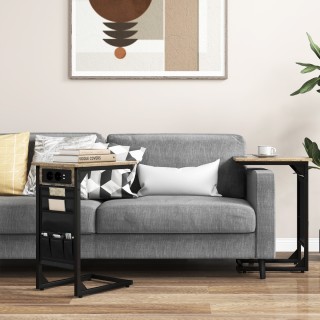 Costway Σετ Πλαϊνών Τραπεζιών με Ενσωματωμένο Σταθμό Φόρτισης και Α...