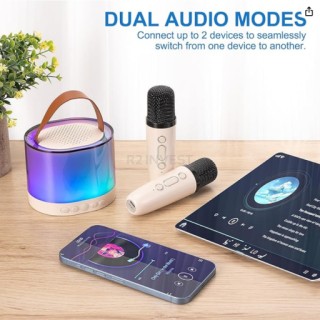 Ασύρματο Ηχείο Karaoke με 2 Μικρόφωνα – Bluetooth 5.2, Hi-Fi 3D Bas... Ασύρματο Ηχείο Karaoke με 2 Μικρόφωνα – Bluetooth 5.2, Hi-Fi 3D Bas...