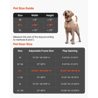 VEVOR Πόρτα Κατοικιδίων για Συρόμενη Γυάλινη Πόρτα, Ρυθμιζόμενο Ύψο...
