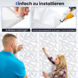 Costway  40 Κομψά 3D Πάνελ Τοίχου Διαμαντένιου Σχεδιασμού 50x50 εκ....