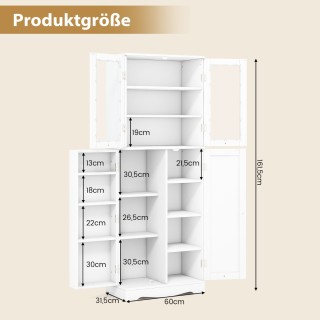 Costway Μοντέρνος Πολυλειτουργικός Αποθηκευτικός Ντουλάπι με Γυάλιν...