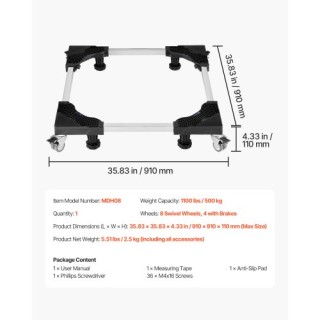 VEVOR Ρυθμιζόμενη Βάση Ψυγείου 1100 lb 27.5-35.4 Inch JJBYTCSJSLG2Y... VEVOR Ρυθμιζόμενη Βάση Ψυγείου 1100 lb 27.5-35.4 Inch JJBYTCSJSLG2Y...