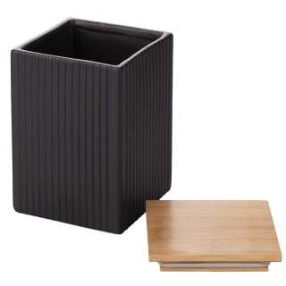 Villa DEste  Σετ 3 βάζα 1080 ml από γκρες με καπάκι από μπαμπού Mod...