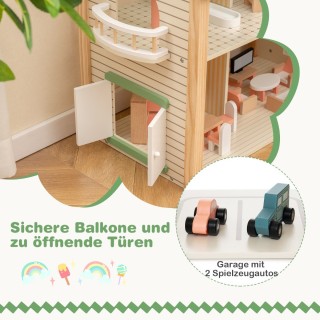 Costway Ξύλινο Γωνιακό Κουκλόσπιτο με 3 Ορόφους και 36 Αξεσουάρ γι... Costway Ξύλινο Γωνιακό Κουκλόσπιτο με 3 Ορόφους και 36 Αξεσουάρ γι...