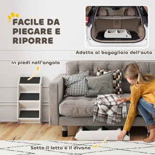 PawHut Σκάλα για Σκύλους και Γάτες με 3 Αντιολισθητικά Σκαλοπάτια, ...