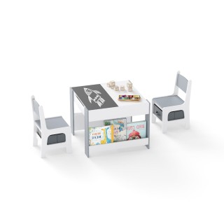 Costway 4 σε 1 Παιδικό Σετ Τραπέζι & Καρέκλα με Διπλής Όψης Επιφάνε...