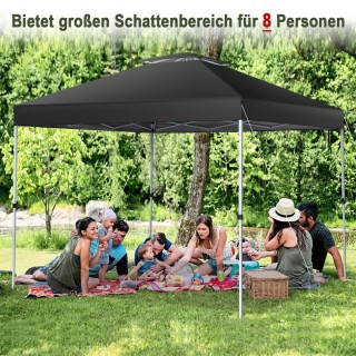 Costway Αναδιπλούμενη Τέντα Εξωτερικού Χώρου 305 x 305 cm Μαύρη NP1...