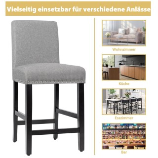 Costway Επενδεδυμένα Σκαμπό Μπαρ με Λινό Ύφασμα και Πόδια από Καου... Costway Επενδεδυμένα Σκαμπό Μπαρ με Λινό Ύφασμα και Πόδια από Καου...