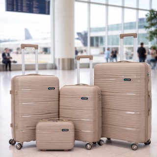 PROVITERA Σετ 4 Σκληρές Βαλίτσες και Νεσεσέρ Ταξιδιού Ταμπά με Τηλε...