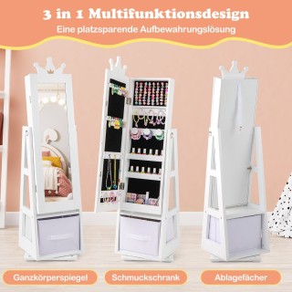 Costway Παιδική Ντουλάπα Κοσμημάτων με Καθρέφτη και Περιστρεφόμενη ...