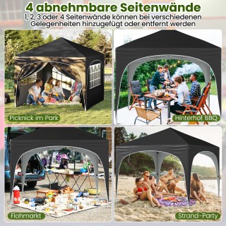 Costway Μαύρο 3x3 M Περίπτερο Κήπου με Αποσπώμενες Πλευρές και Αξεσ... Costway Μαύρο 3x3 M Περίπτερο Κήπου με Αποσπώμενες Πλευρές και Αξεσ...