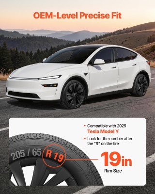 VEVOR Καλύμματα Τροχών 19 για Tesla Model Y 2025, Σετ 4 Τεμαχίων, Μ...