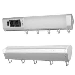 BAKAJI Λάμπα Φωτιστικό Κουζίνας με 5 Γάντζους για Σκεύη 2 Πρίζες Sc...