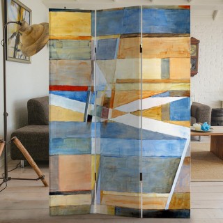 BAKAJI Παραβάν 3 Πάνελς Εκτύπωση Διπλής Όψης Αφηρημένο Πίνακα Διαχω...