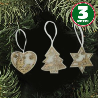 BAKAJI 3 Ξύλινα Χριστουγεννιάτικα Στολίδια σε Σχήμα Αστέρι, Δέντρο,...