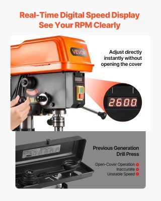 VEVOR 254 mm Επιτραπέζια Δράπανα, 400W, Ρυθμιζόμενη Ταχύτητα 440-26...