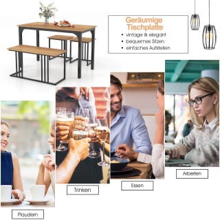 Costway Σετ Τραπεζαρίας 4 Τεμαχίων με Βιομηχανικό Στυλ και Μοντέρνο... Costway Σετ Τραπεζαρίας 4 Τεμαχίων με Βιομηχανικό Στυλ και Μοντέρνο...