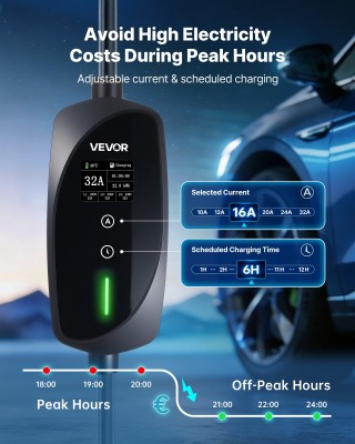 VEVOR Φορητός Φορτιστής EV 22 kW 32A Τύπου 2, 3 Φάσεων με Καλώδιο 7...