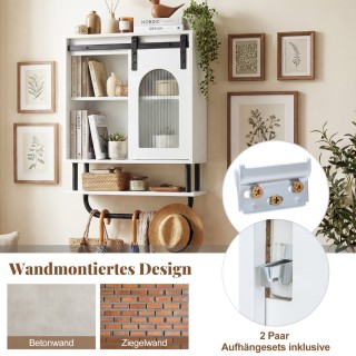 Costway Λευκός Κρεμαστός Ντουλάπι Μπάνιου με Κρεμάστρα Πετσετών & Α...