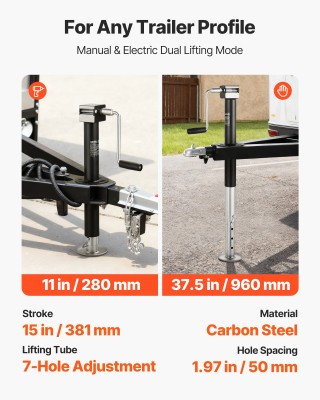 VEVOR Υδραυλικό Γρύλο Τρέιλερ 2267kg με ρυθμιζόμενο πόδι & υποδοχή ... VEVOR Υδραυλικό Γρύλο Τρέιλερ 2267kg με ρυθμιζόμενο πόδι & υποδοχή ...