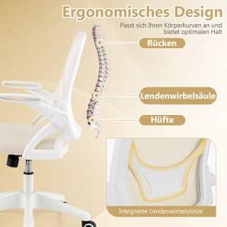 Costway Εργονομική Καρέκλα Γραφείου με Ανακλινόμενα Μπράτσα και Ρυθ...