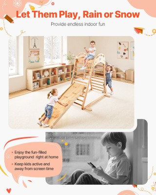 VEVOR Παιδική Ξύλινη Εσωτερική Παιδική Χαρά 4-σε-1 με Τσουλήθρα, Σκ... VEVOR Παιδική Ξύλινη Εσωτερική Παιδική Χαρά 4-σε-1 με Τσουλήθρα, Σκ...