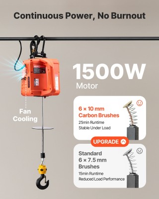 VEVOR Ηλεκτρικός Γερανός 3-σε-1 1500W με Χωρητικότητα 500 kg, Ύψος ...