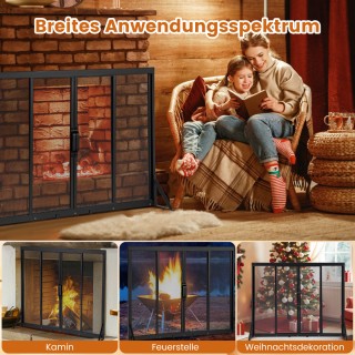 Costway Μεταλλική Προστασία Τζακιού με Τρίγωνο Πλαίσιο 96 x 79 cm H...