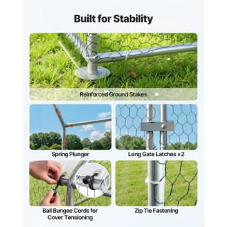 VEVOR Μεταλλικό Κοτέτσι 2 x 1 x 2 μ, Περπατήσιμο Στέγαστρο με Αδιάβ...