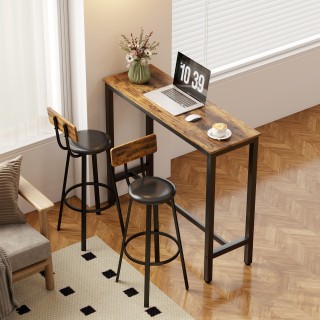 HOMCOM Σετ 2 Σκαμπό Μπαρ Βιομηχανικού Στυλ με Πλάτη, Κάθισμα από Συ... HOMCOM Σετ 2 Σκαμπό Μπαρ Βιομηχανικού Στυλ με Πλάτη, Κάθισμα από Συ...