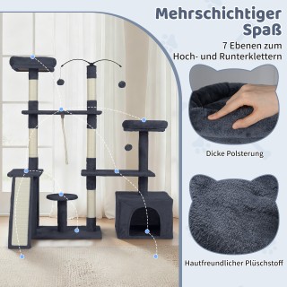 Costway Περιστρεφόμενο Δέντρο Γάτας με Σπήλαιο & Ράμπα Αναρρίχησης ...