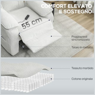 HOMCOM Πολυθρόνα Ανακλινόμενη 150° σε Υφή Βελούδου με Υποπόδιο, Τηλ...