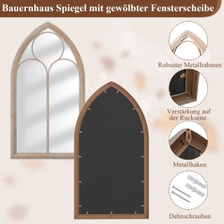 Costway Καμπυλωτός επιτοίχιος καθρέφτης Farmhouse με μεταλλικό γκρι...