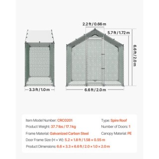 VEVOR Μεταλλικό Κοτέτσι 2 x 1 x 2 μ, Περπατήσιμο Στέγαστρο με Αδιάβ... VEVOR Μεταλλικό Κοτέτσι 2 x 1 x 2 μ, Περπατήσιμο Στέγαστρο με Αδιάβ...