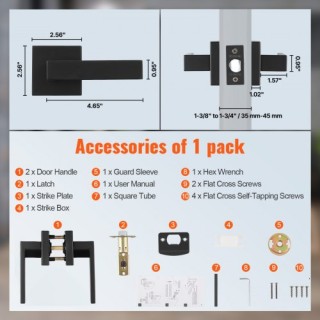 VEVOR Μαύρη Ματ Πόμολο Πόρτας Εσωτερικού Χώρου Αντιστρέψιμης Μηχανι... VEVOR Μαύρη Ματ Πόμολο Πόρτας Εσωτερικού Χώρου Αντιστρέψιμης Μηχανι...