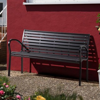 BAKAJI Εξωτερικός Πάγκος Κήπου Polywood με Ατσάλινη Μαύρη Κατασκευή...