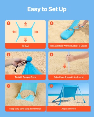 VEVOR Πτυσσόμενη Τέντα Παραλίας με UPF50+ Προστασία, 2,3x2,3 μ., Ύψ... VEVOR Πτυσσόμενη Τέντα Παραλίας με UPF50+ Προστασία, 2,3x2,3 μ., Ύψ...