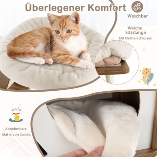 Costway Ξύλινος Ονυχοδρόμιο 145cm με Αιώρα & 2 Σπιτάκια Γάτας & Σκά... Costway Ξύλινος Ονυχοδρόμιο 145cm με Αιώρα & 2 Σπιτάκια Γάτας & Σκά...