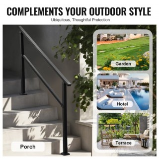 VEVOR Μαύρες Τετράγωνες Ράγες Εξωτερικού Χώρου για Σκάλες 4-5 Σκαλο... VEVOR Μαύρες Τετράγωνες Ράγες Εξωτερικού Χώρου για Σκάλες 4-5 Σκαλο...