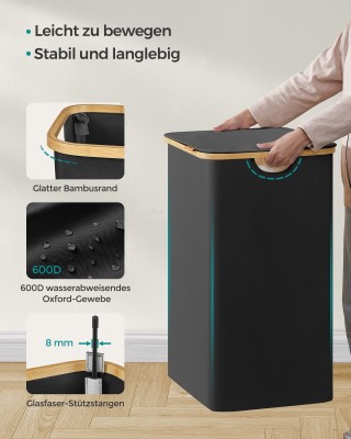 Καλάθι Απλύτων SONGMICS με Καπάκι, 2 Θέσεων, 130L, Μαύρο Καλάθι Απλύτων SONGMICS με Καπάκι, 2 Θέσεων, 130L, Μαύρο