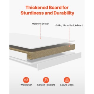 VEVOR Λευκή Επιτραπέζια Ραφιέρα 94 x 24 x 73 cm ενός Επιπέδου για Γ...