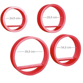 BAKAJI Τετράδα Μοντέρνων Στρογγυλών Επιτοίχιων Ραφιών MDF σε Κόκκιν... BAKAJI Τετράδα Μοντέρνων Στρογγυλών Επιτοίχιων Ραφιών MDF σε Κόκκιν...